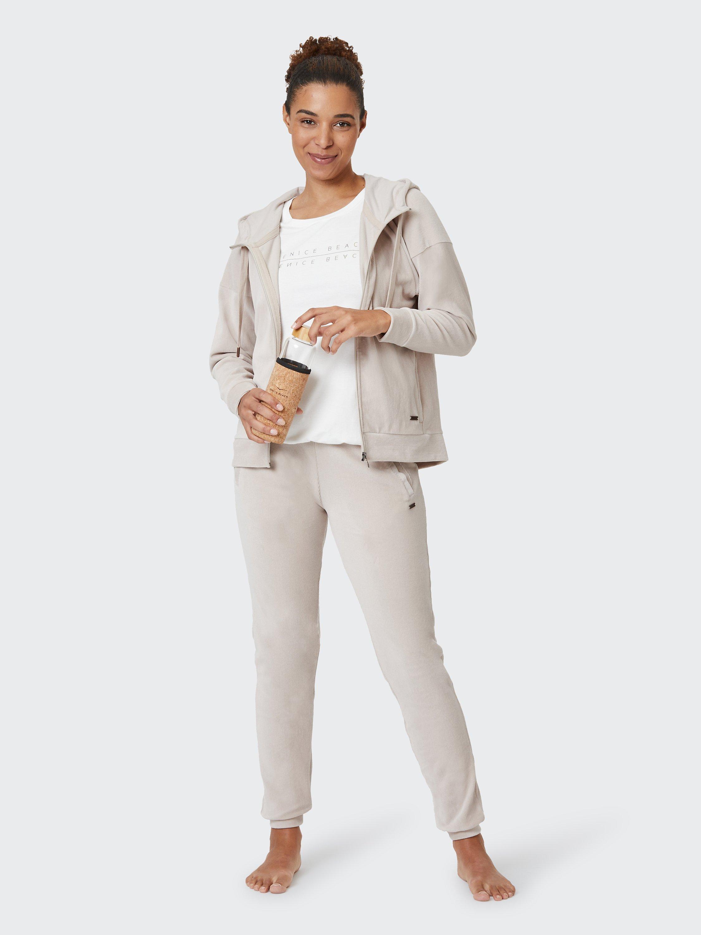 Product image 1 of 7, which shows Venice Beach Suna Cotton Blend Joggers, Almond Cream, S