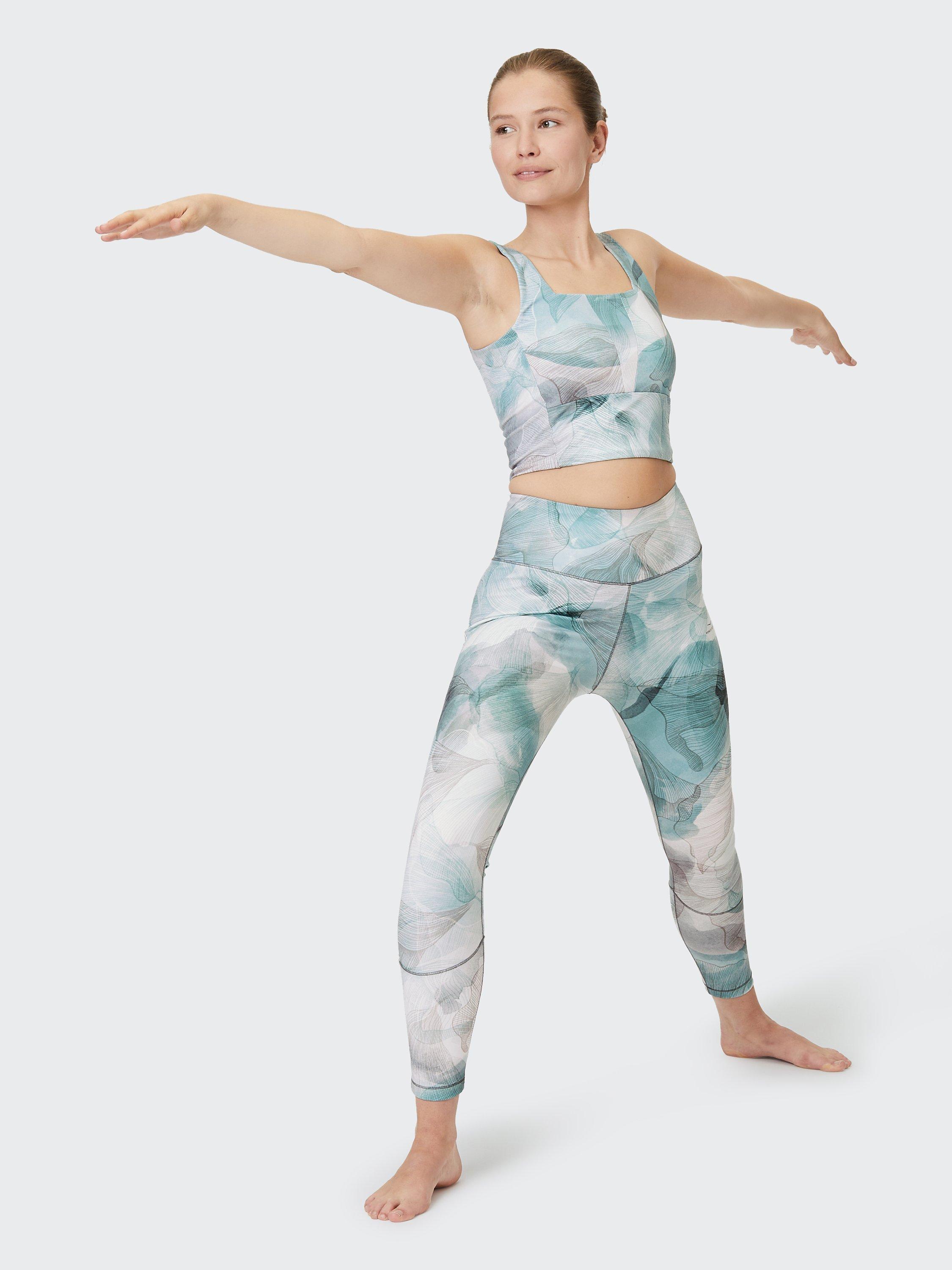 Product image 1 of 7, which shows Venice Beach Sariah Gym Leggings, Ginkgo Leaf Print, XS