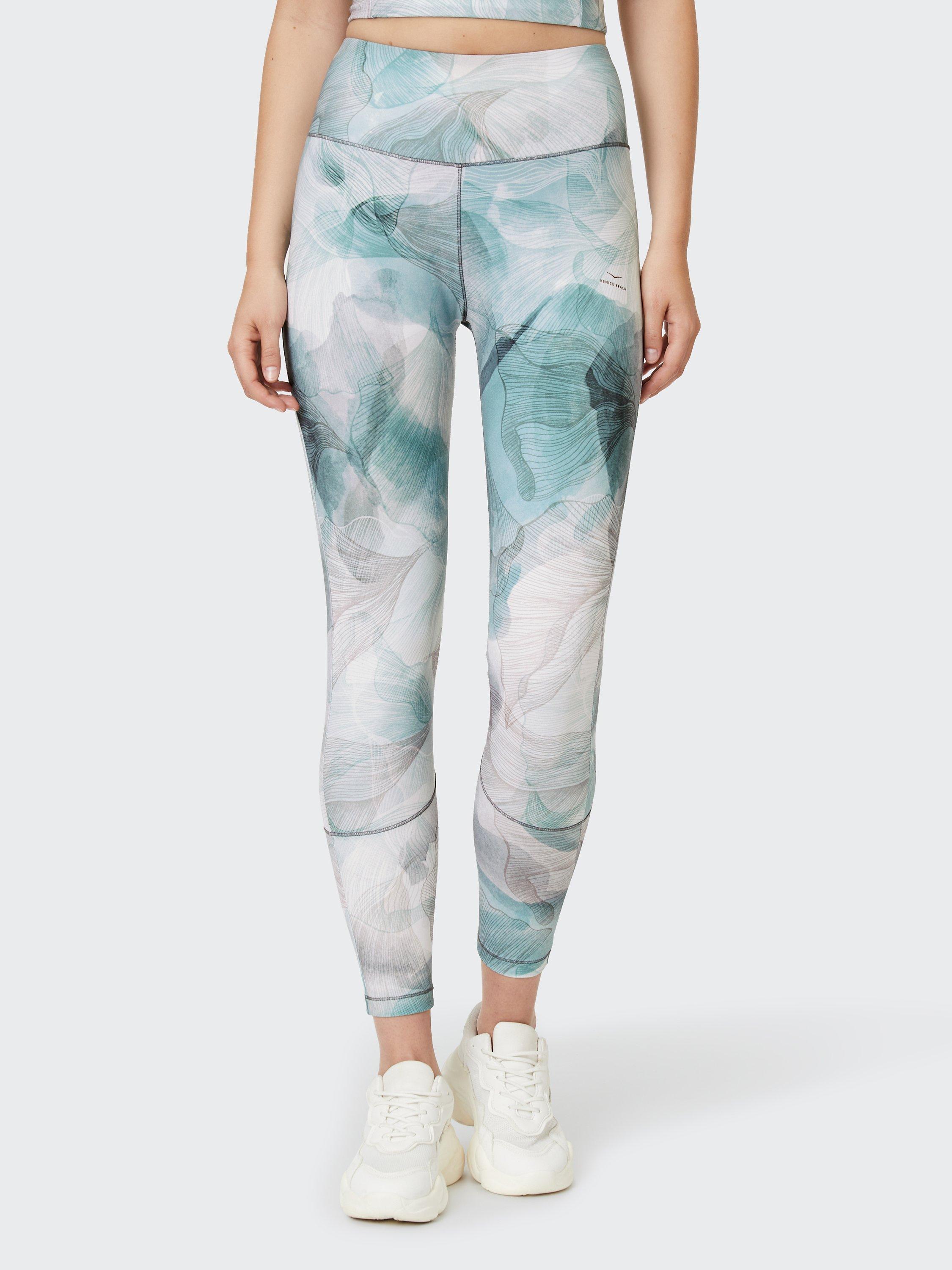 Product image 2 of 7, which shows Venice Beach Sariah Gym Leggings, Ginkgo Leaf Print, XS