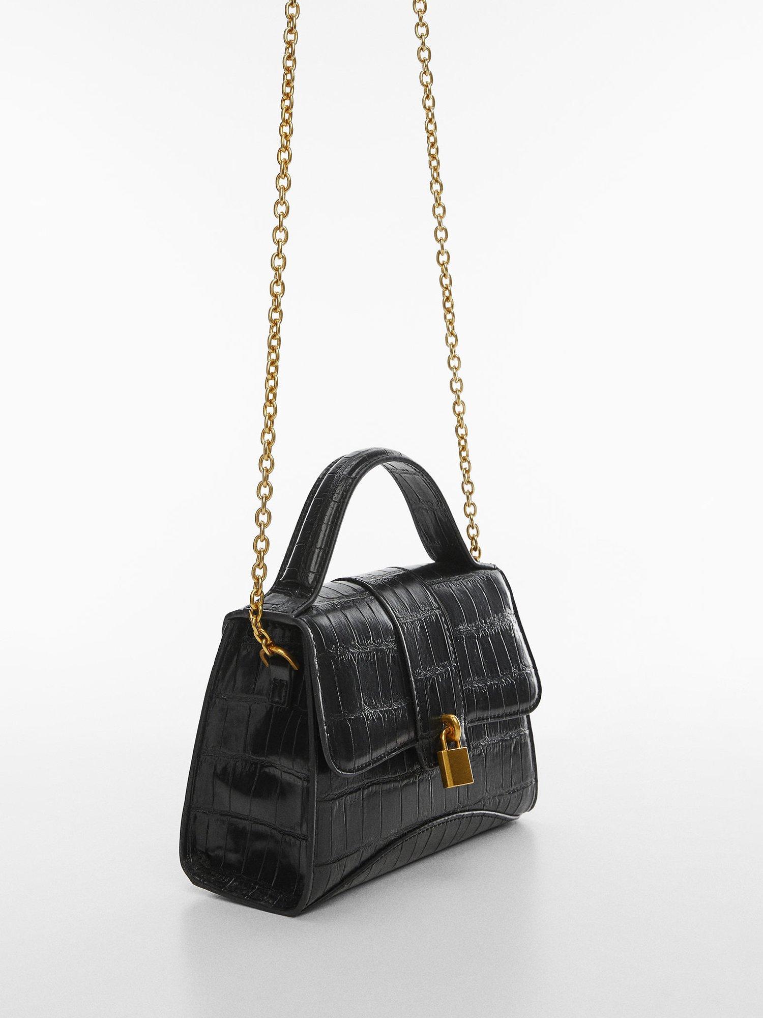 Mango Victoria Envelope Padlock Crocodile Skin Bag