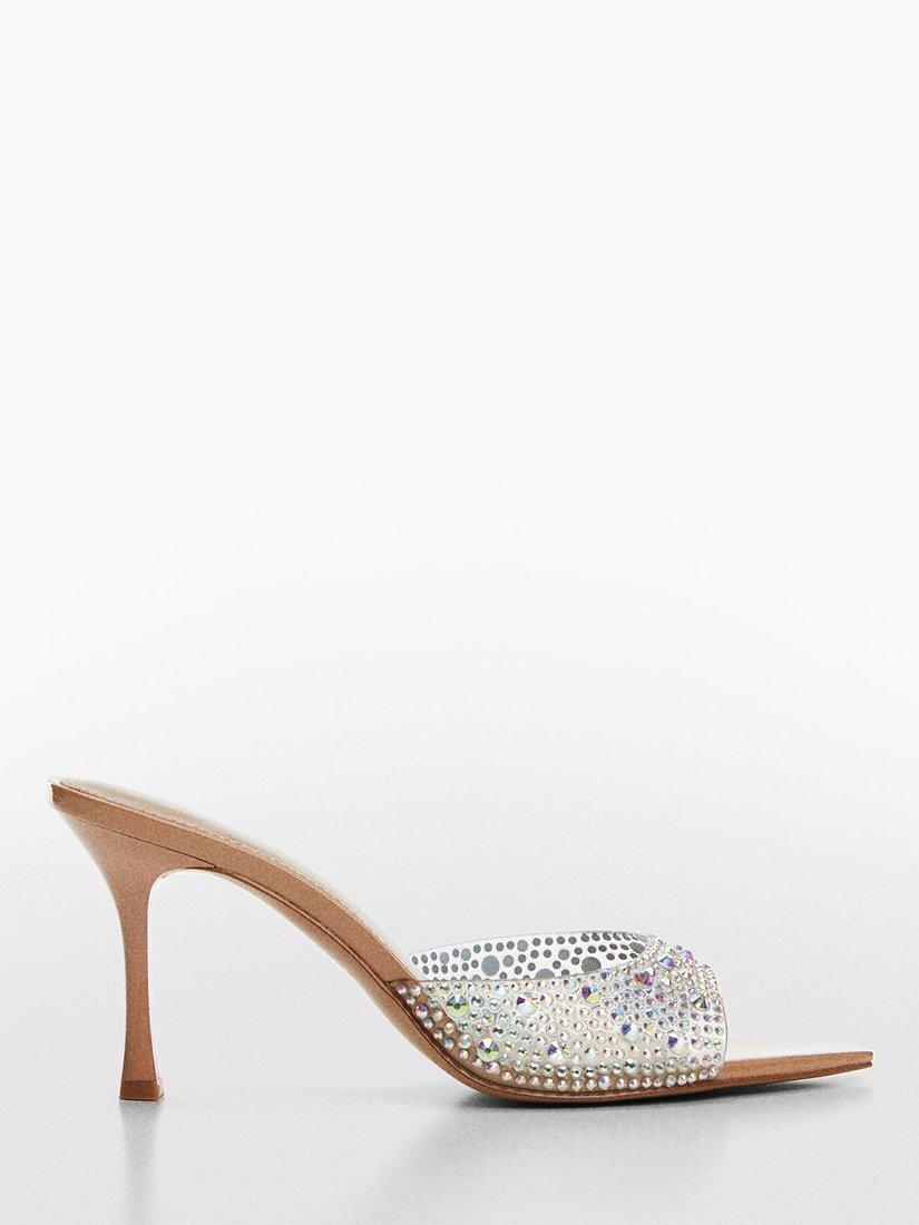Mango Diamante Embellished Mules, Pastel Pink