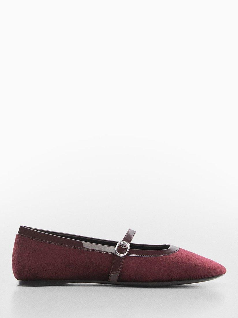 Mango Bella Flat Mary Jane Shoes, Dark Red