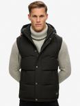 Superdry Hooded Everest Puffer Gilet, Jet Black