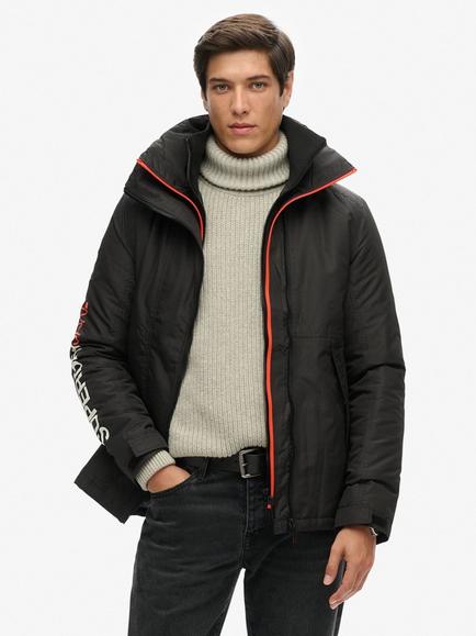 Superdry Hooded Yachter Windbreaker Jacket, Black/Bold Orange