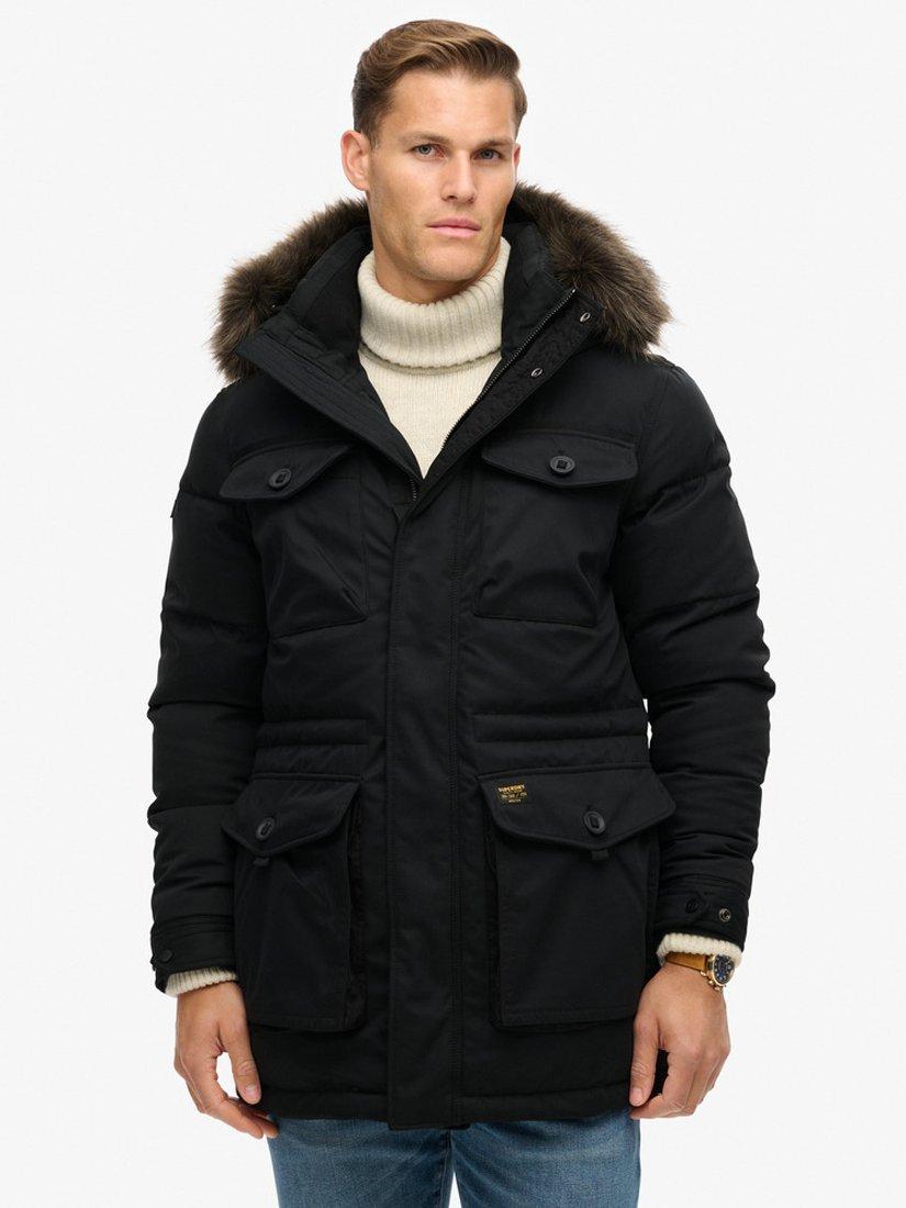 Product image 2 of 5, which shows Superdry Chinook Faux Fur Parka Coat, Noir, S