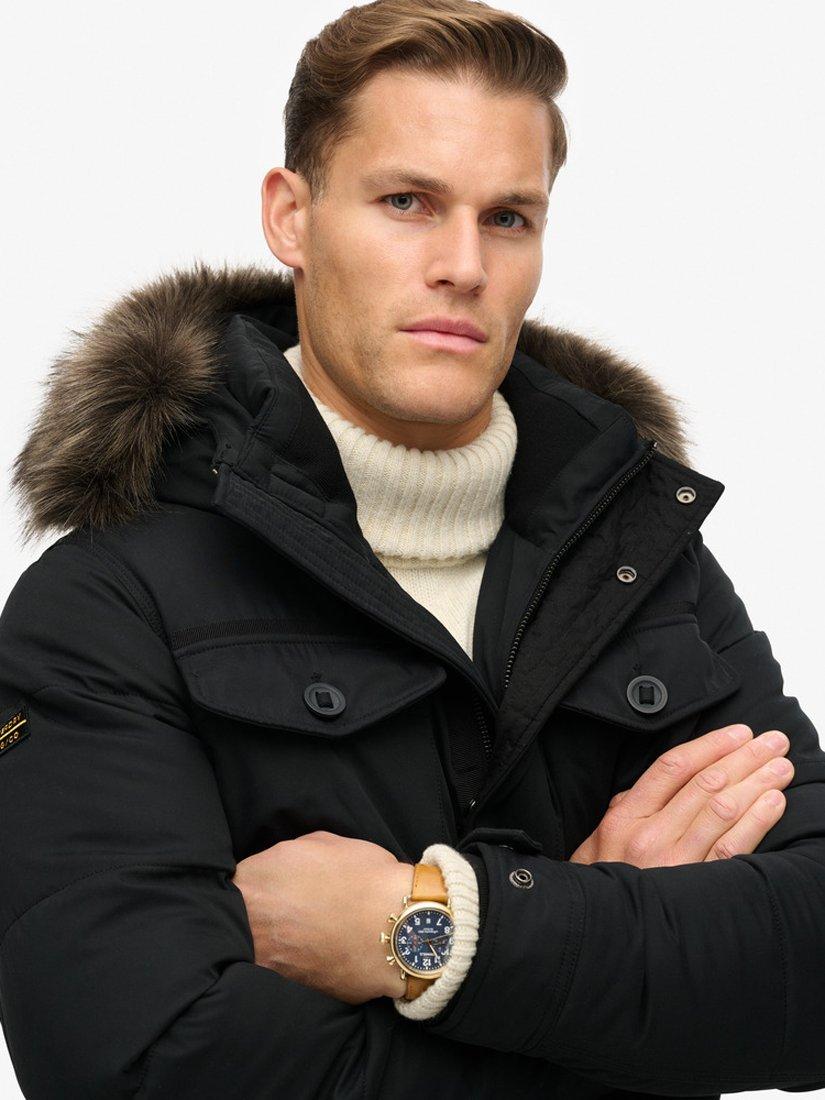 Product image 4 of 5, which shows Superdry Chinook Faux Fur Parka Coat, Noir, S