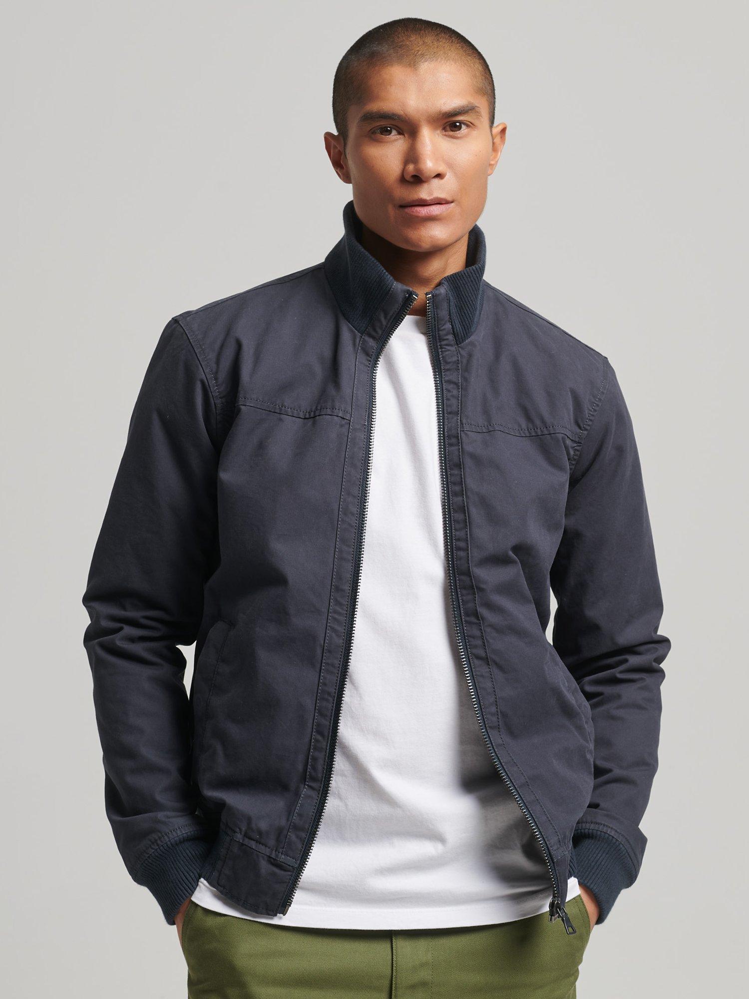 Superdry Knit Collar Bomber Jacket, Eclipse Navy