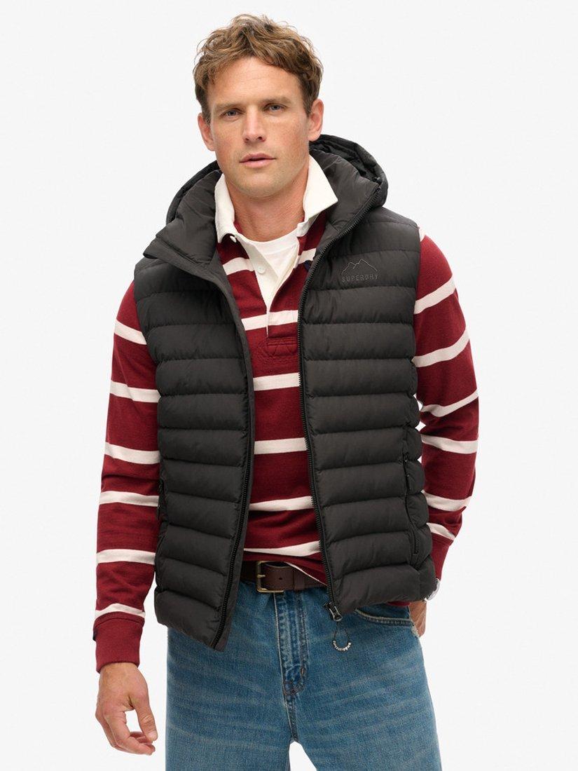 Product image 1 of 5, which shows Superdry Hooded Fuji Sport Padded Gilet, Black, S