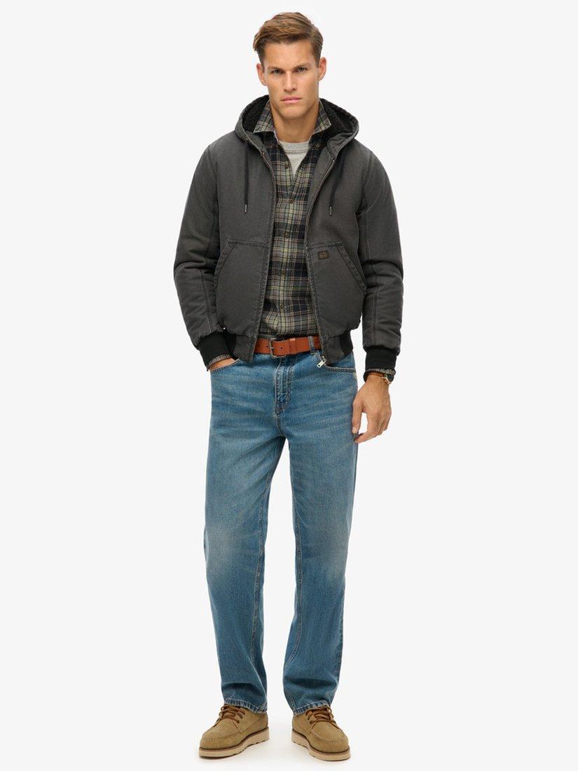 Product image 4 of 6, which shows Superdry Vintage Workwear Hooded Bomber, Bison Black, S