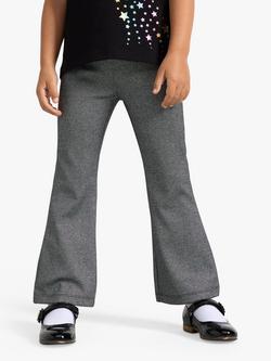 Lindex Kids' Lurex Rib Flare Trousers, Black