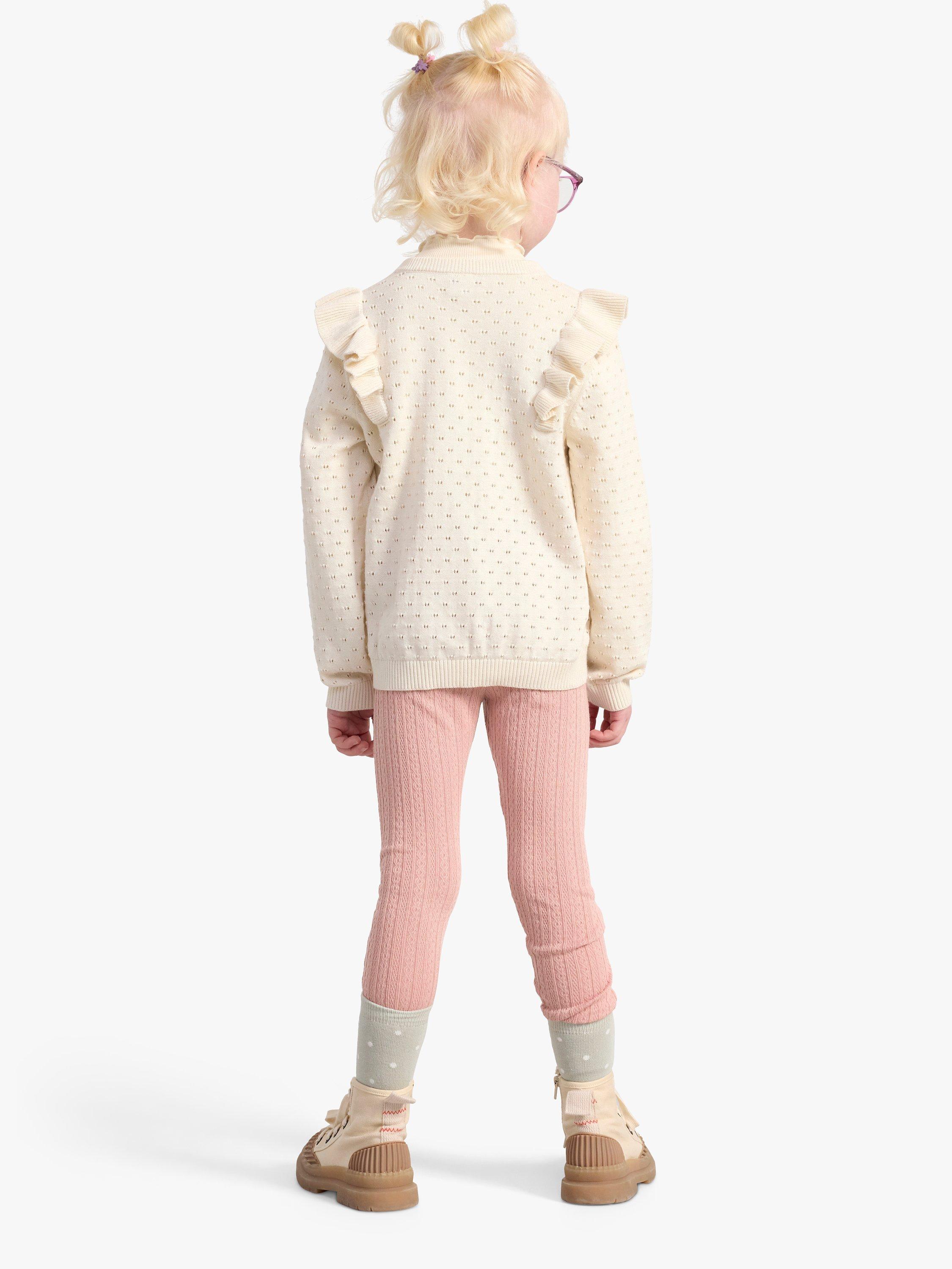 Product image 2 of 7, which shows Lindex Kids' Pattern Knit Frill Cardigan, White, 3-4 years