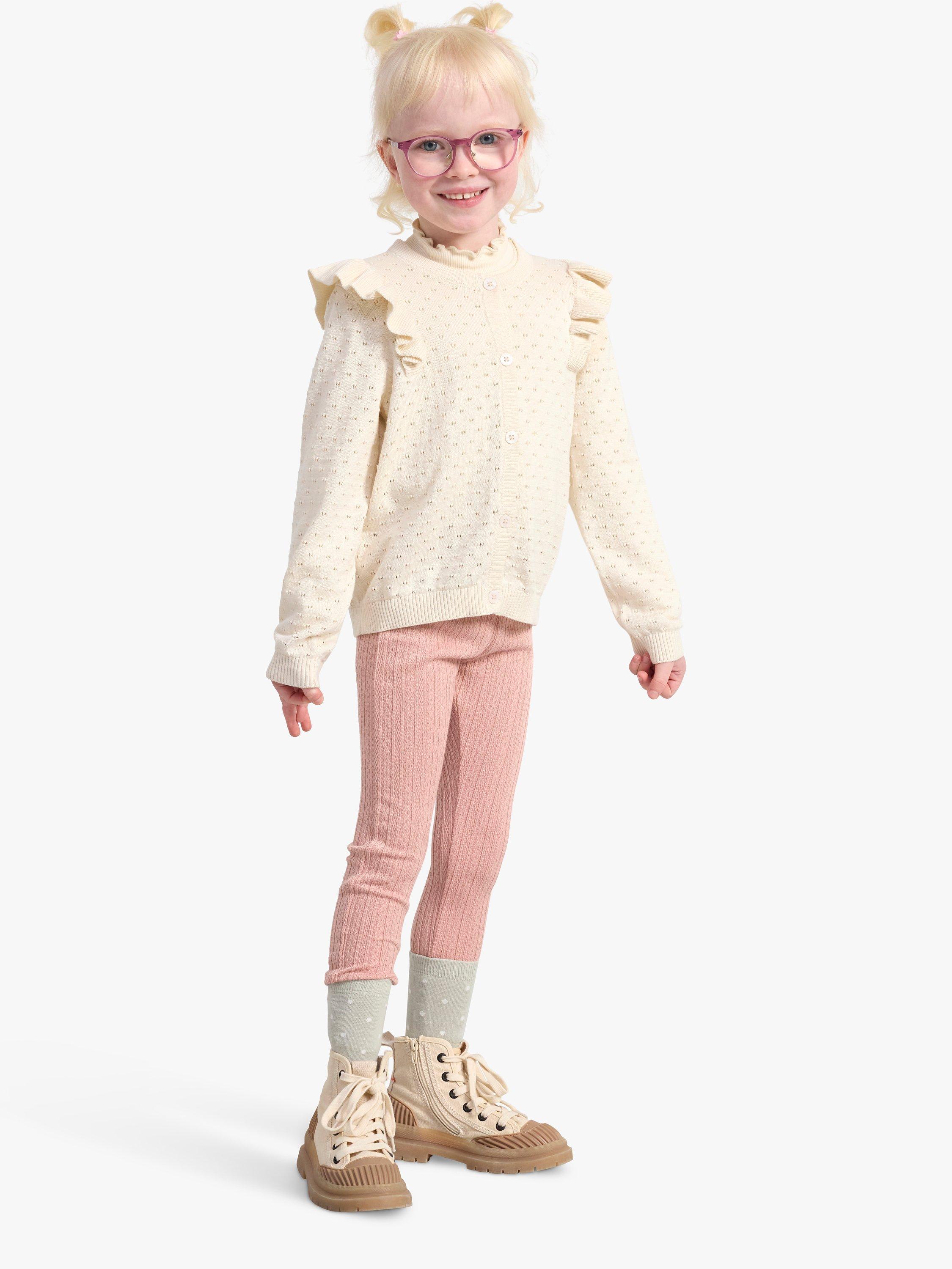 Product image 3 of 7, which shows Lindex Kids' Pattern Knit Frill Cardigan, White, 3-4 years