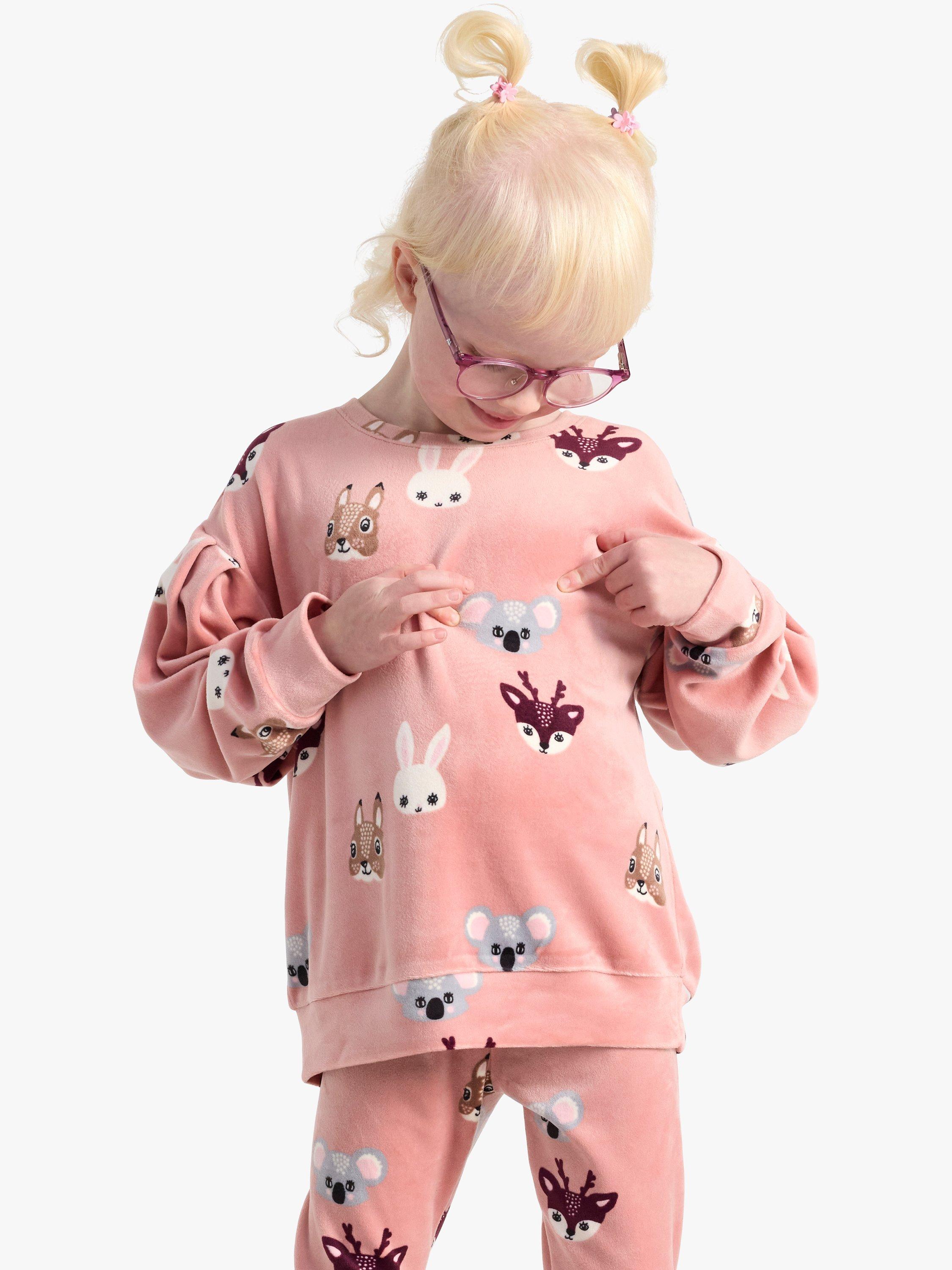 Lindex Kids' Animal Print Velour Sweatshirt, Pink