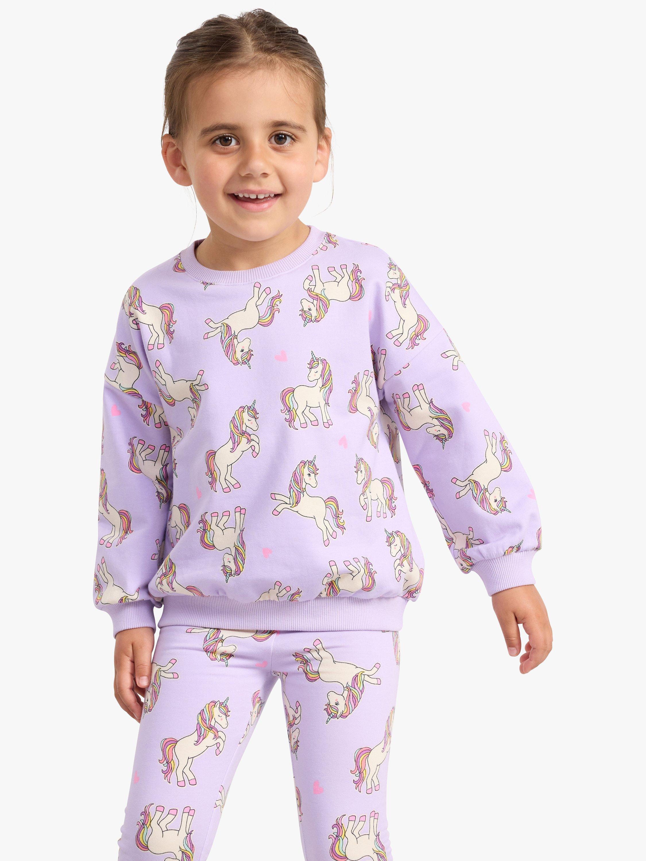 Lindex Kids' Unicorn Print Organic Cotton Blend Sweatshirt, Lilac/Multi