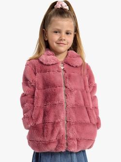 Lindex Kids' Faux Fur Jacket, Pink, Pink