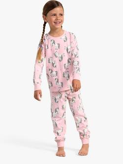 Lindex Kids' Unicorn Print Pyjamas, Pink, Pink