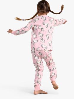Lindex Kids' Unicorn Print Pyjamas, Pink - view 2, Pink