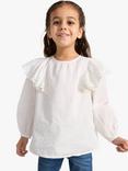 Lindex Kids' Swissdot Flounce Organic Cotton Blouse, White