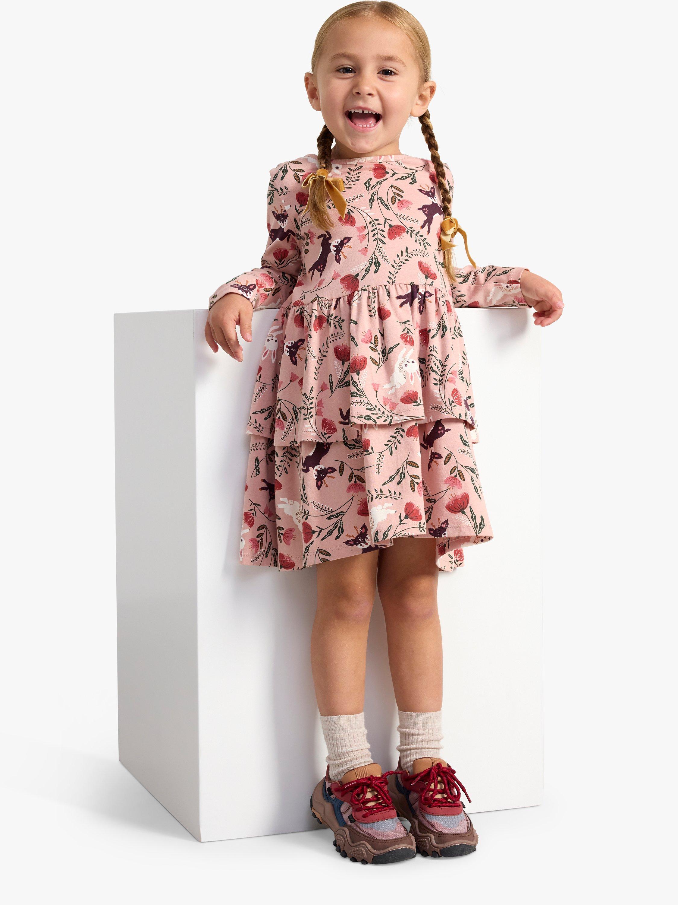 Lindex Kids' Animal & Floral Print Peplum Tunic, Pink