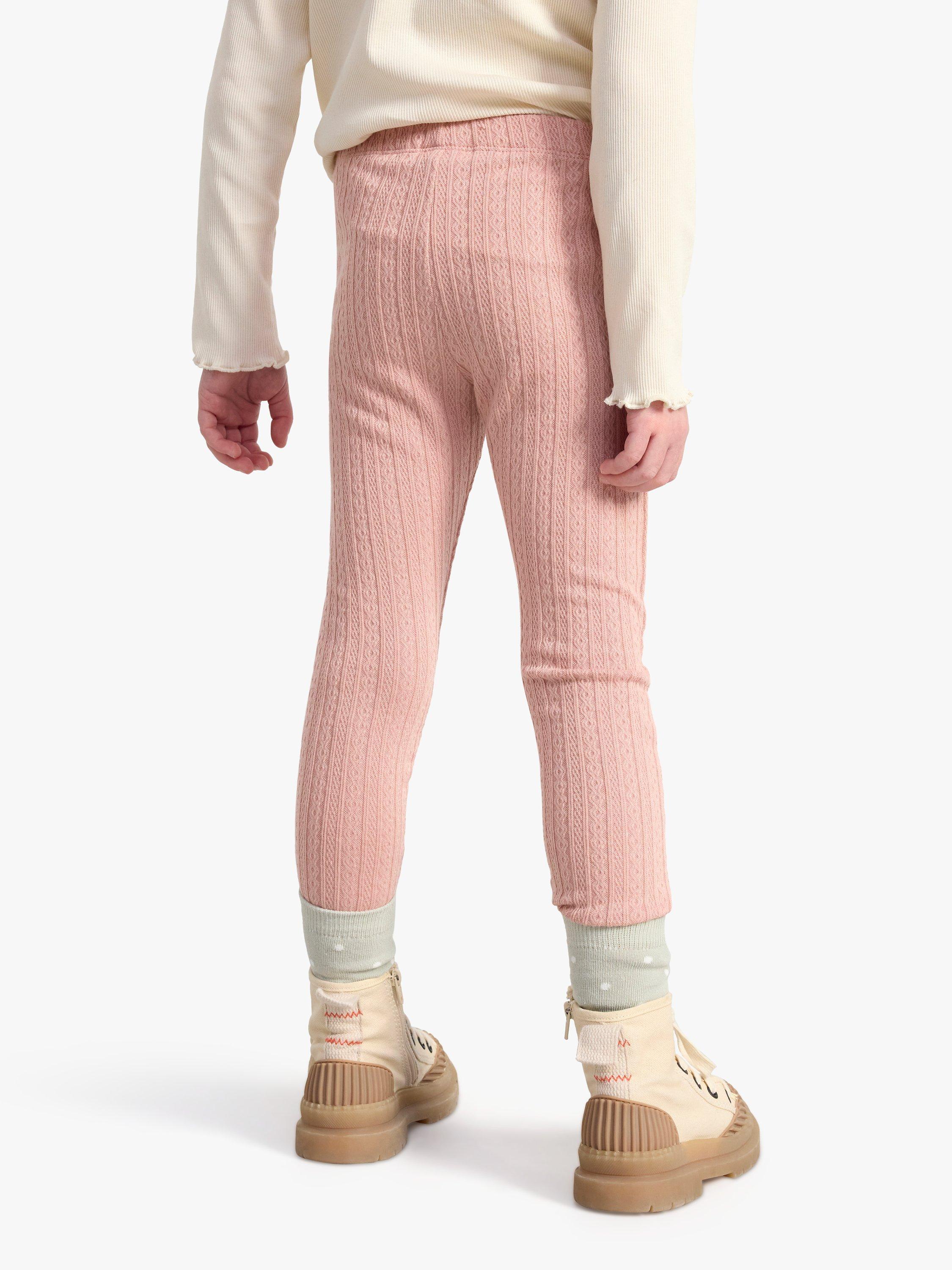 Product image 2 of 6, which shows Lindex Kids' Tricot Pattern Knit Leggings, Pink, 3 years