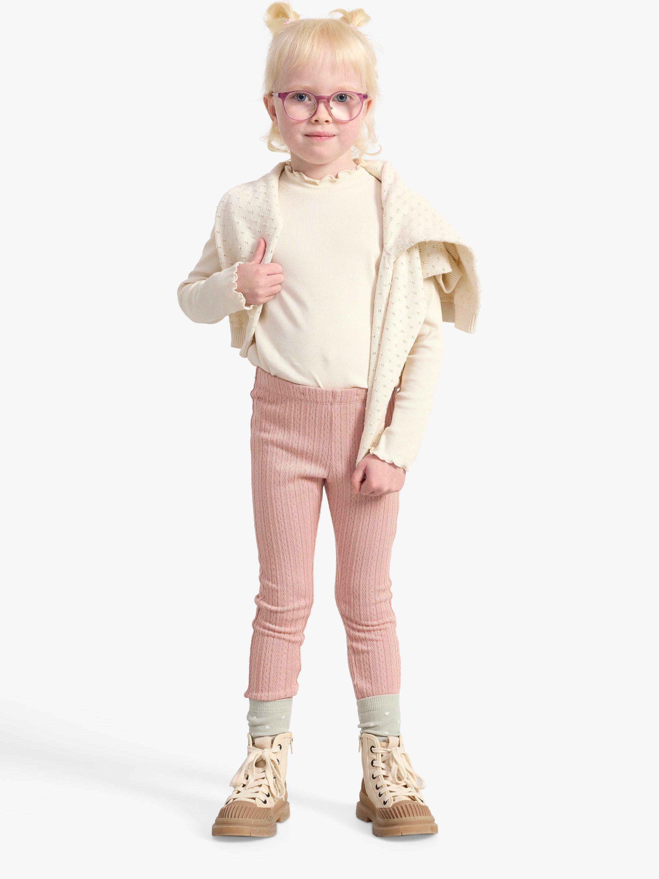 Product image 3 of 6, which shows Lindex Kids' Tricot Pattern Knit Leggings, Pink, 3 years