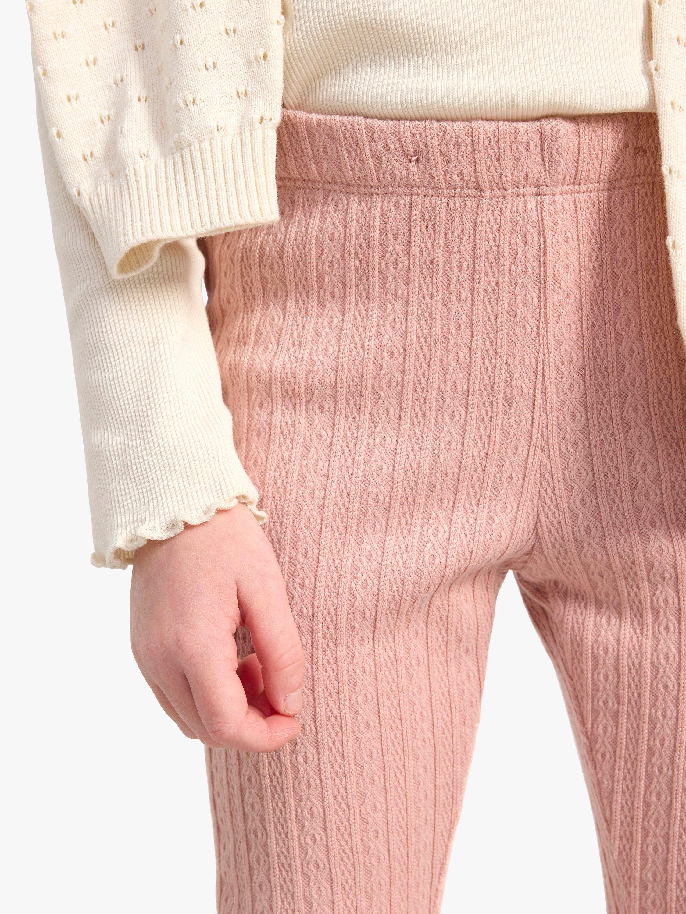Product image 4 of 6, which shows Lindex Kids' Tricot Pattern Knit Leggings, Pink, 3 years