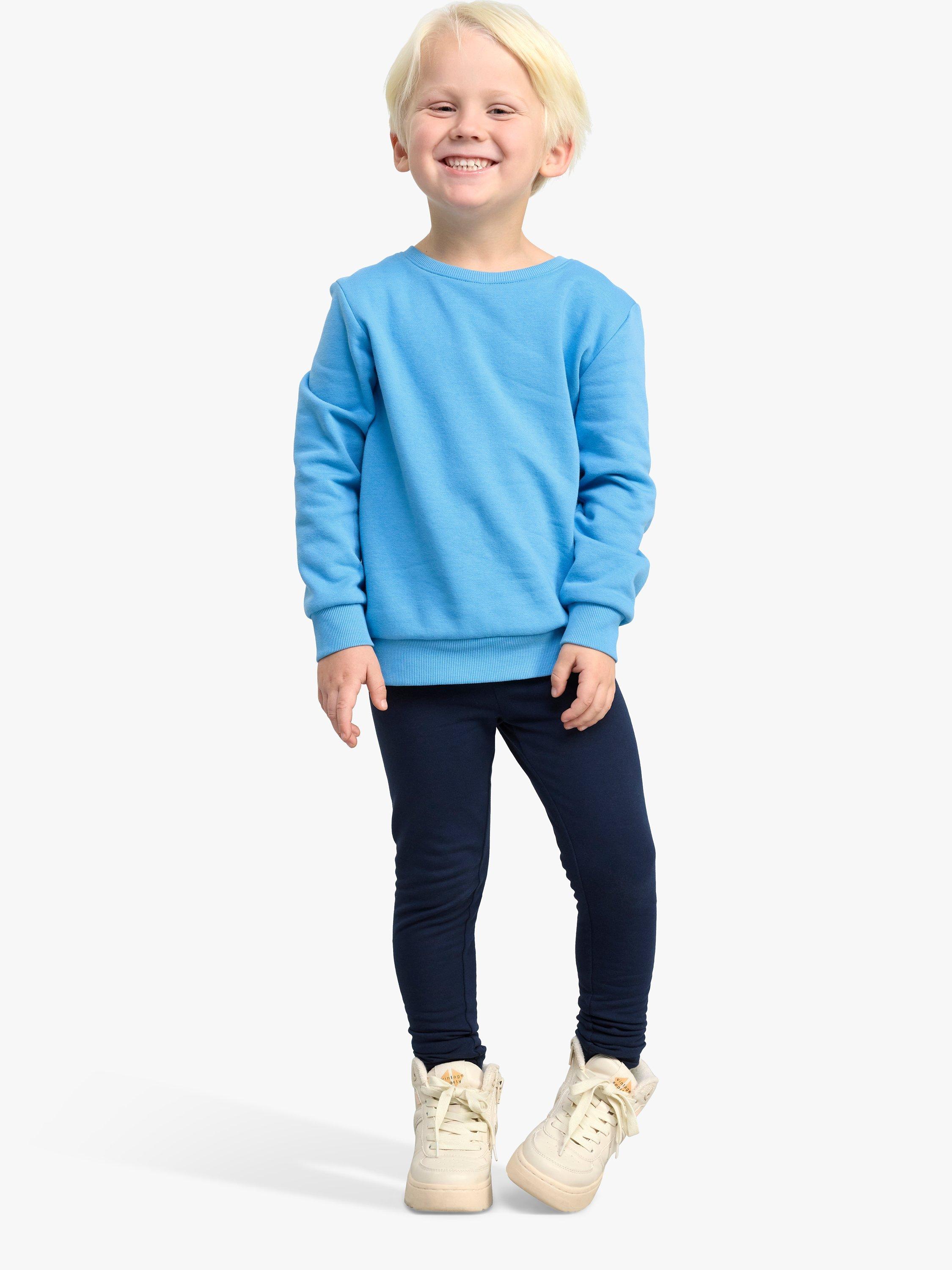 Product image 3 of 5, which shows Lindex Kids' Brushed Organic Cotton Blend Leggings, Blue, 2 years