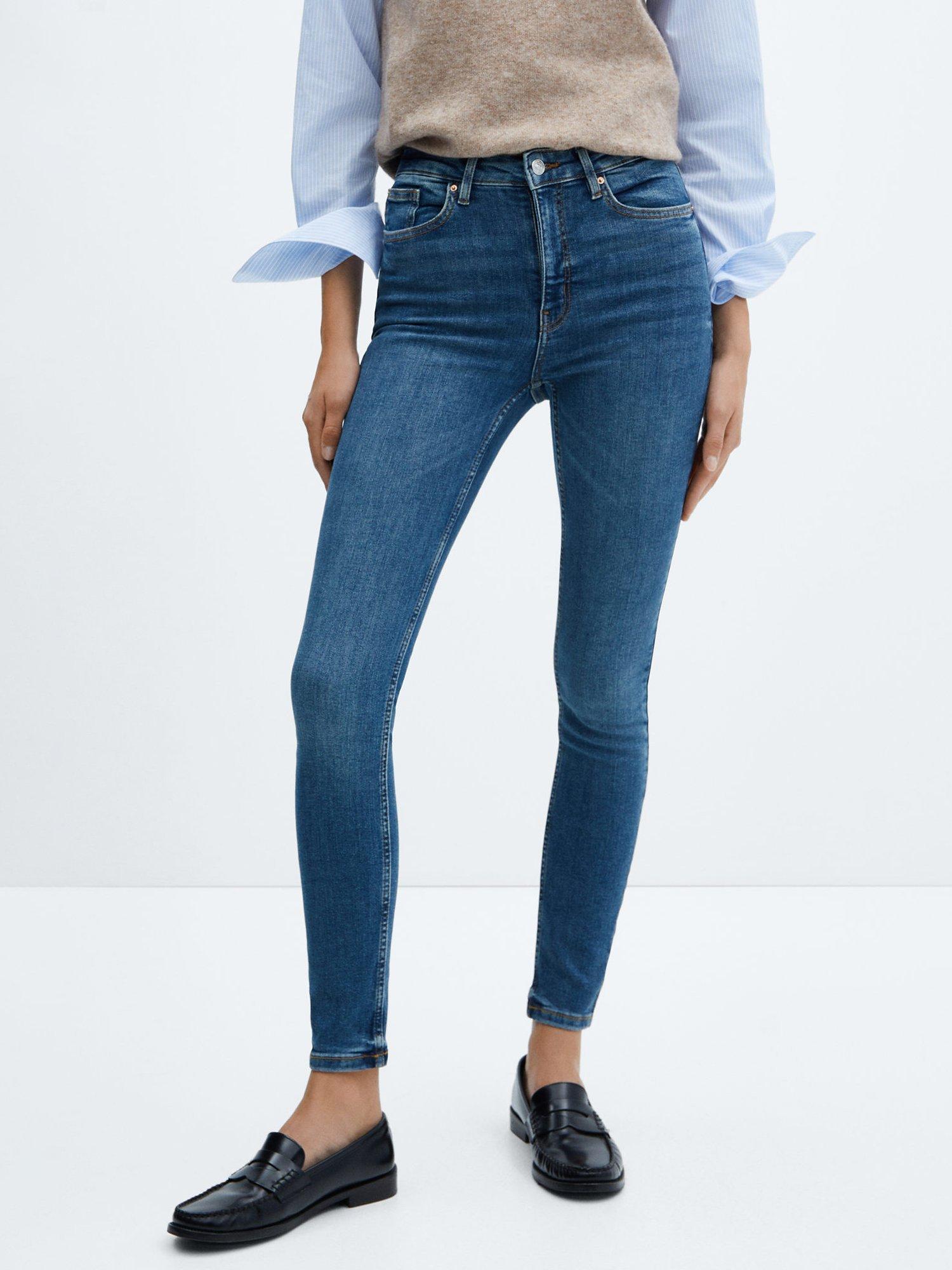 Product image 1 of 5, which shows Mango Abby High Waist Skinny Jeans, Open Blue, 12
