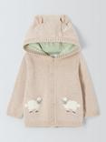 John Lewis Baby Sheep Hooded Cardigan, Oatmeal