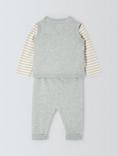 John Lewis Baby Bodysuit, Knitted Trousers & Vest Cardigan Set, Grey/Multi