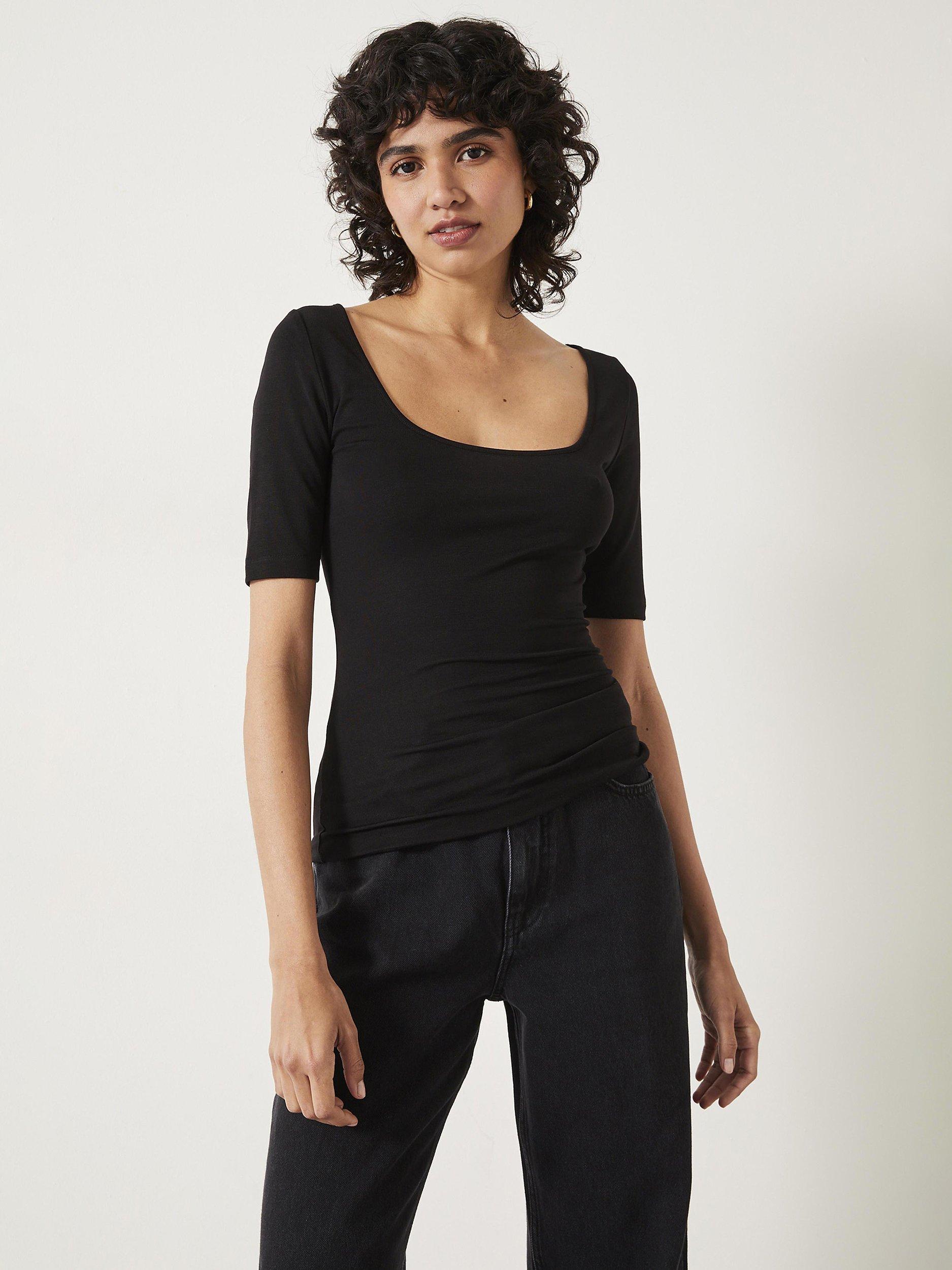 HUSH Ashleigh Scoop Neck Top, Black