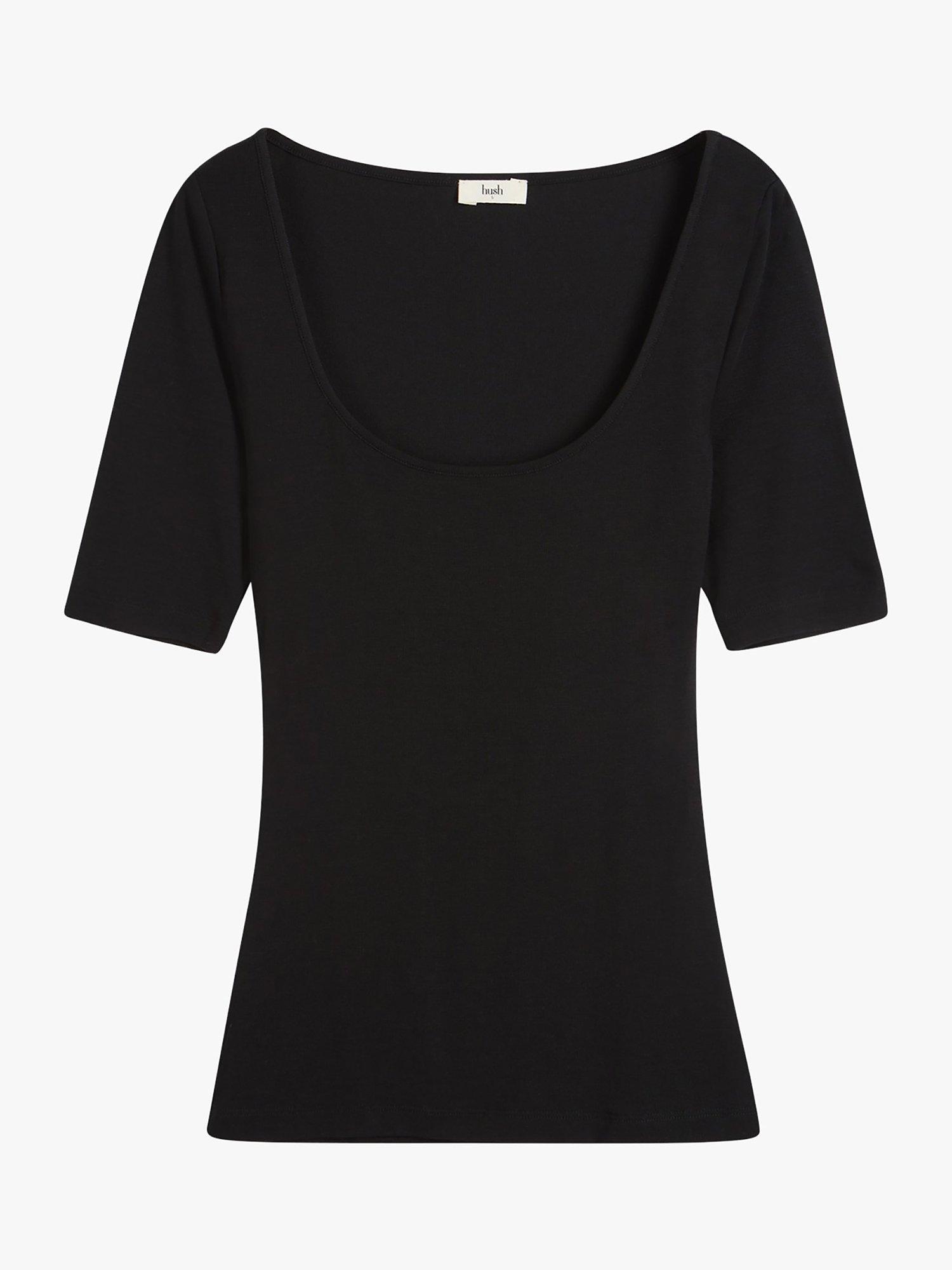 HUSH Ashleigh Scoop Neck Top, Black, XS