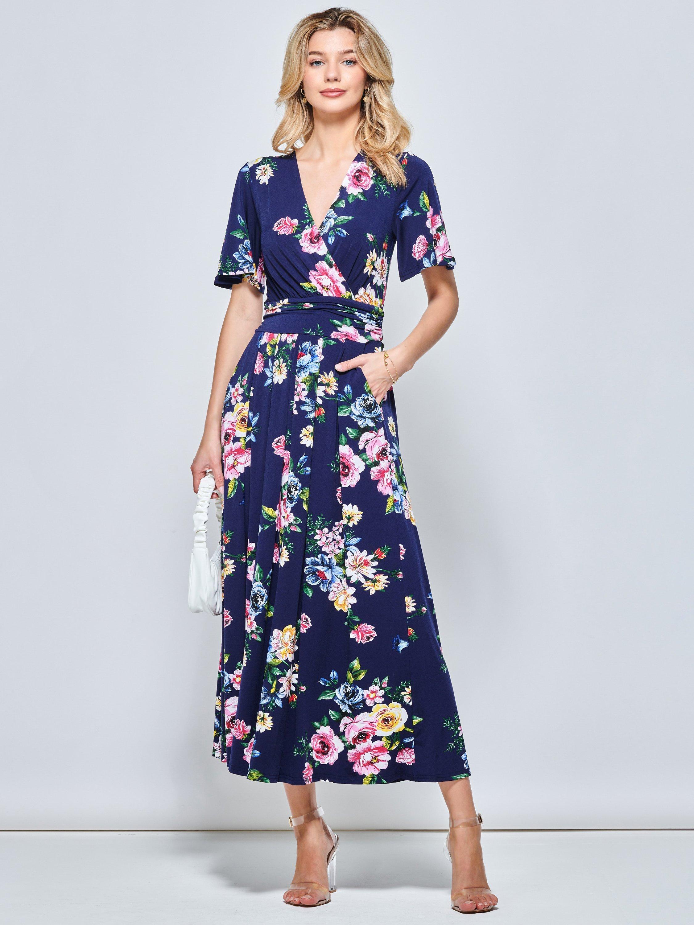 Jolie Moi Shreya Jersey Angel Sleeve Maxi Dress, Multi