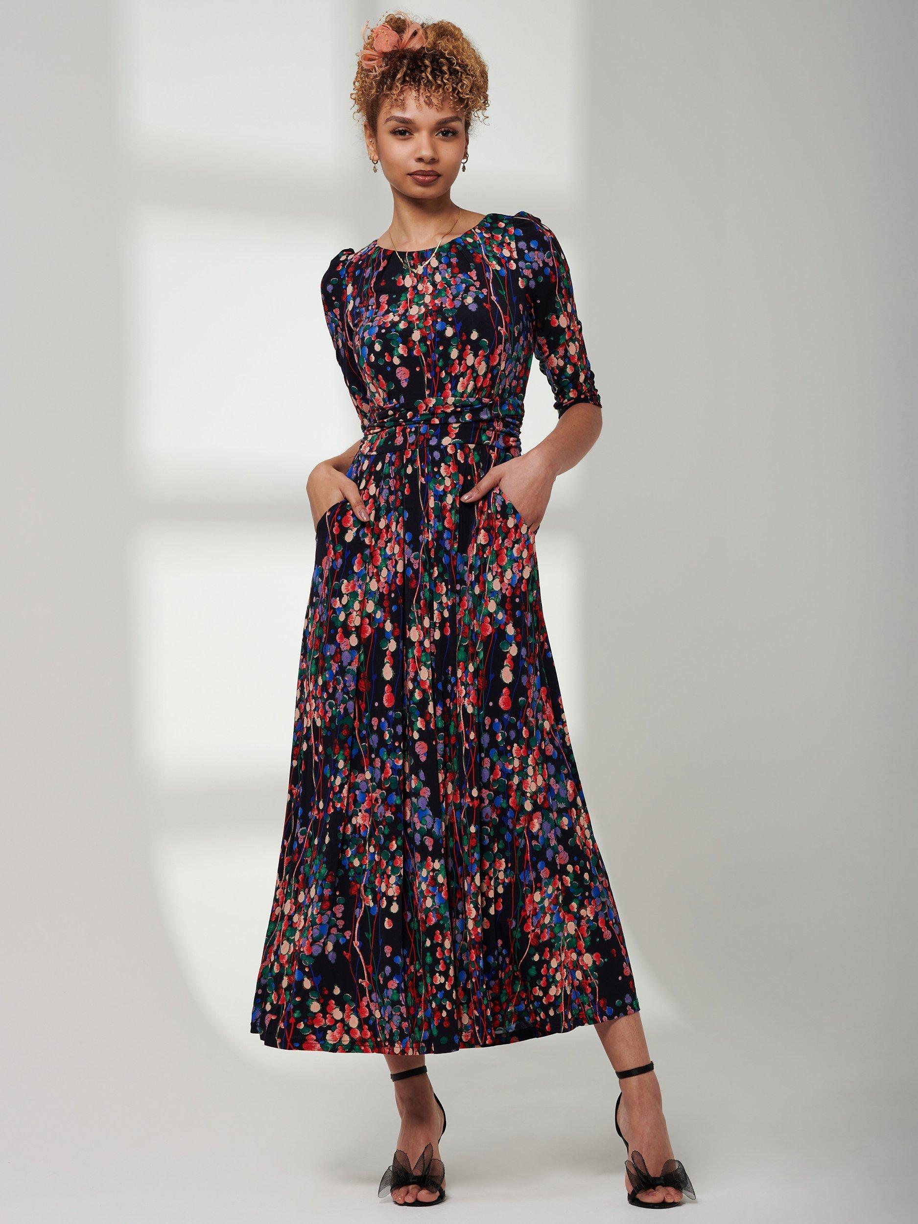 Jolie Moi Print Jersey Maxi Dress Navy Multi