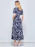 Jolie Moi Angel Sleeve Print Jersey Midi Dress, Navy/Print