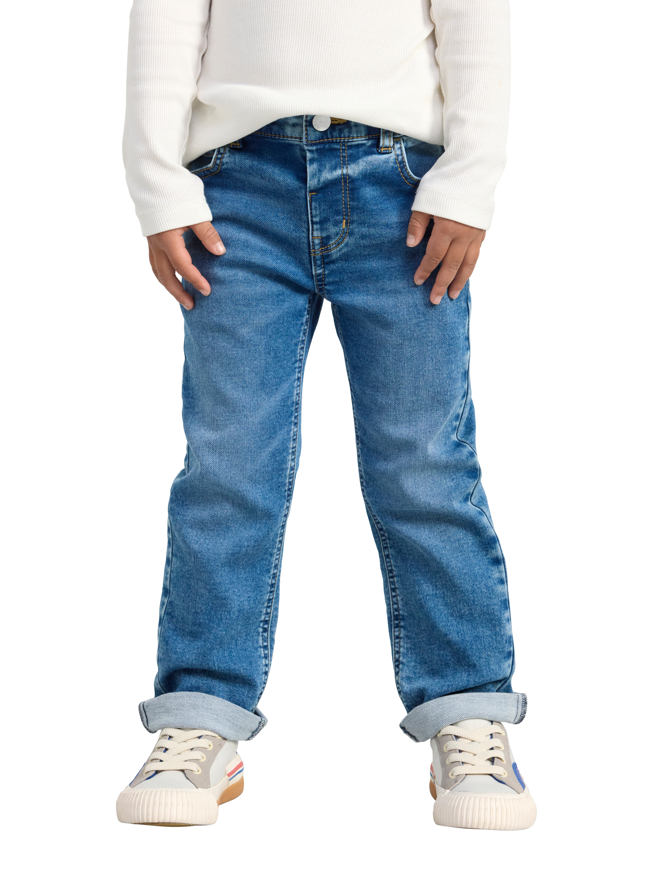 Product image 1 of 6, which shows Lindex Kids' Straight Leg Denim Jeans, Blue, 3 years