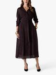 Jasper Conran London Chloe Animal Print Georgette Midi Shirt Dress, Dark Brown