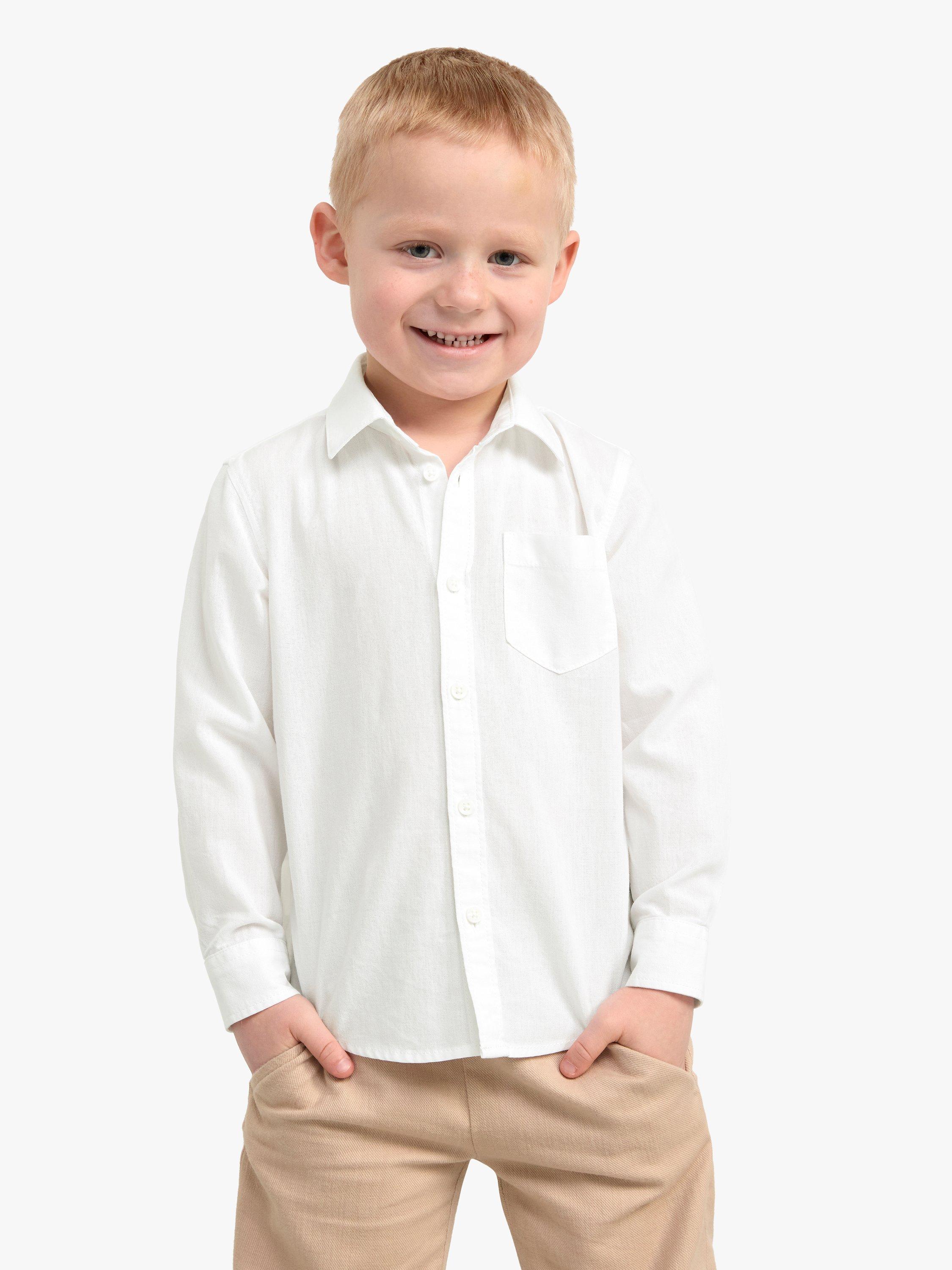 Product image 1 of 7, which shows Lindex Kids' Preppy Oxford Long Sleeve Shirt, White, 3 years