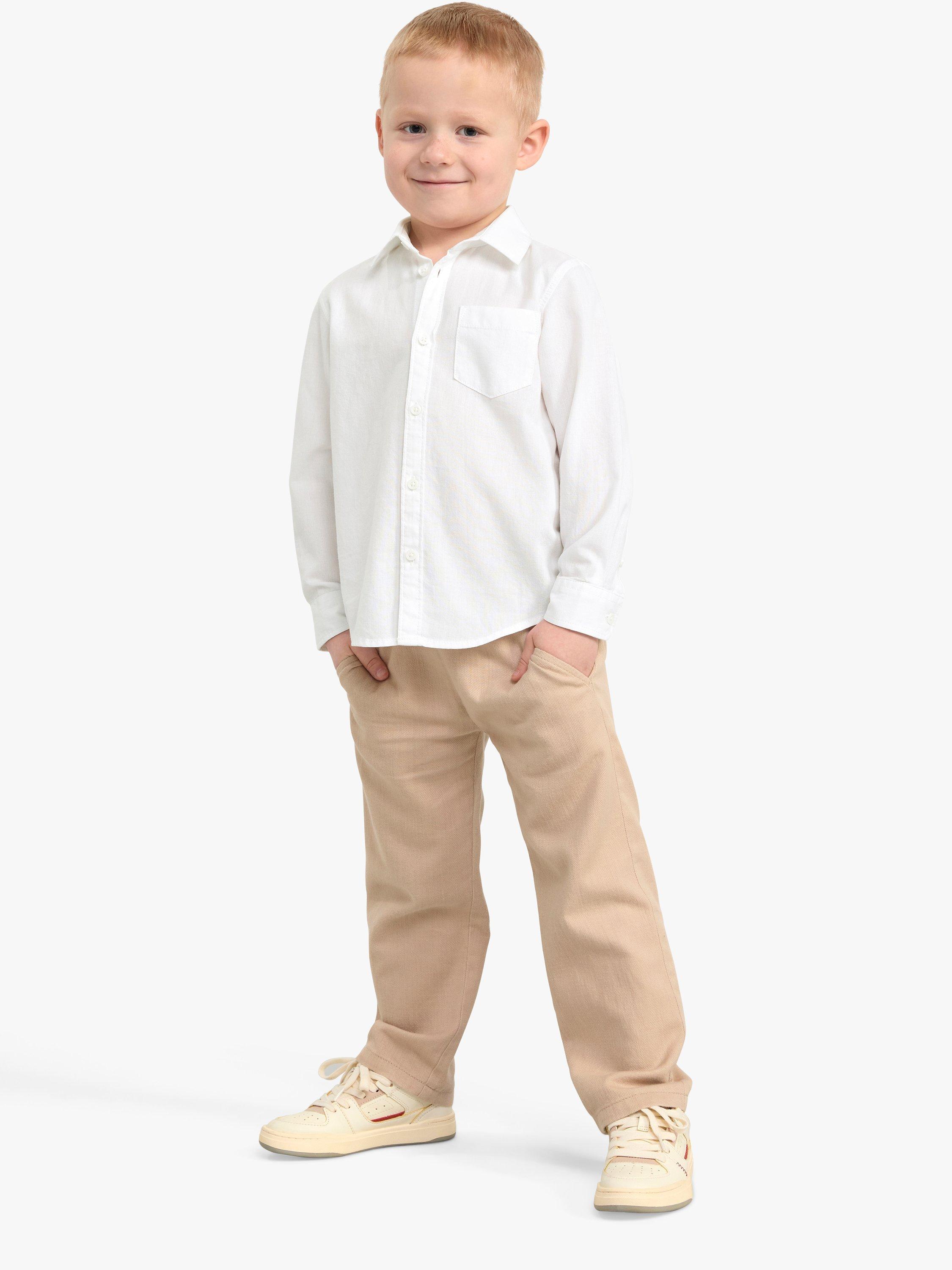 Lindex Kids' Preppy Oxford Long Sleeve Shirt, White, 2 years