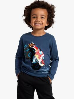 Lindex Kids' Reversible Sequin Truck Long Sleeve Top, Blue, Blue