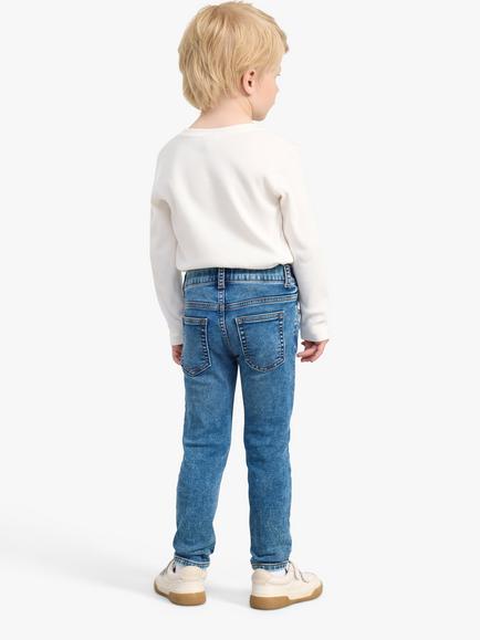 Lindex Kids' Mid Wash Slim Jeans, Blue - view 2, Blue