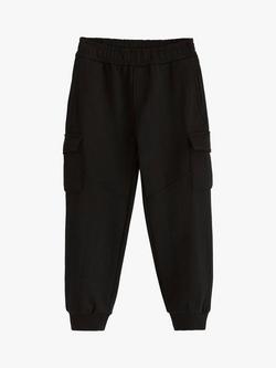 Lindex Kids' Cotton Straight Cargo Trousers, Black