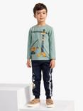 Lindex Kids' Vehicle Print Organic Cotton Joggers, Blue/Multi