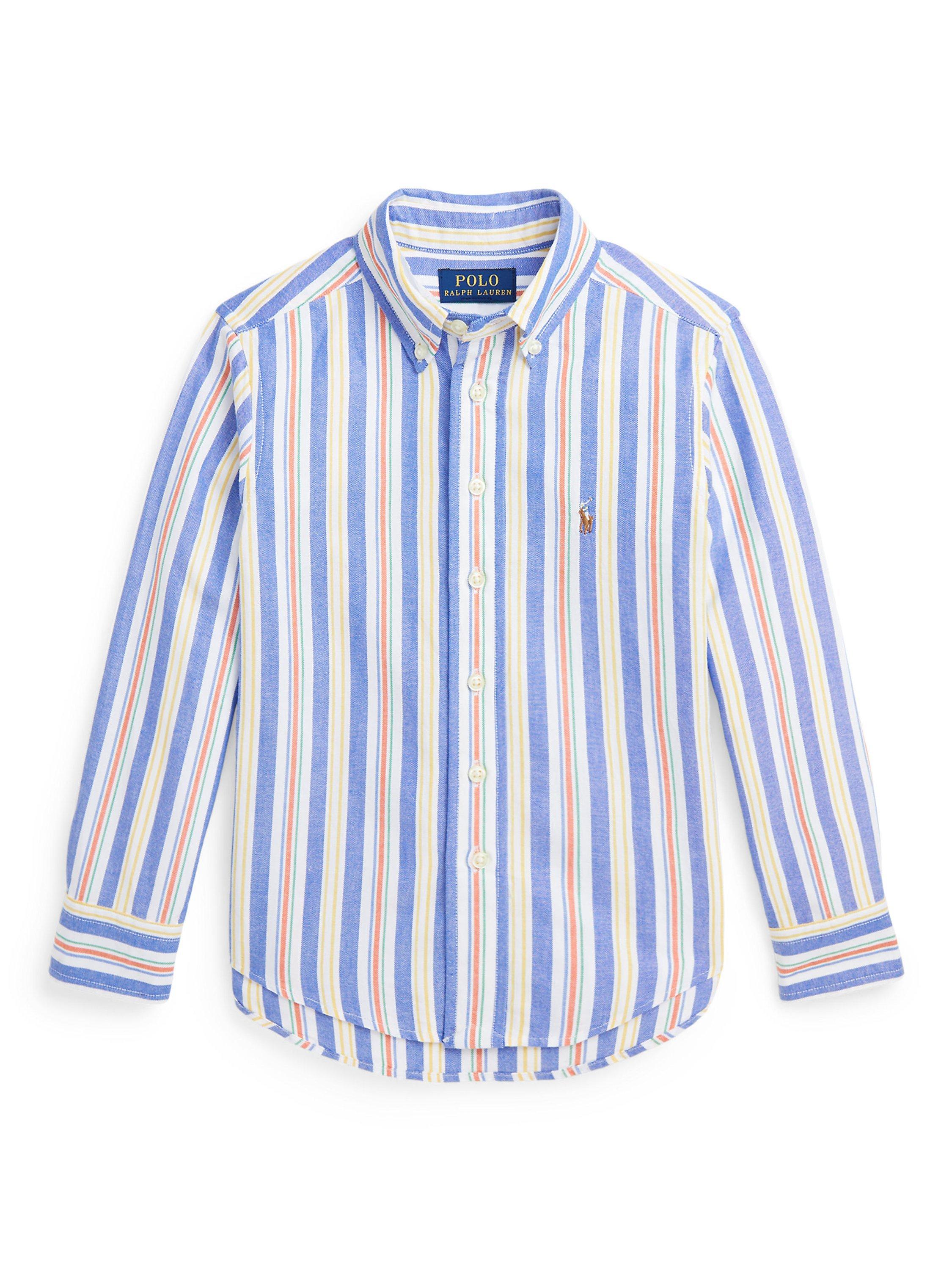 Ralph Lauren Kids' Oxford Cotton Striped Sport Shirt, Blue