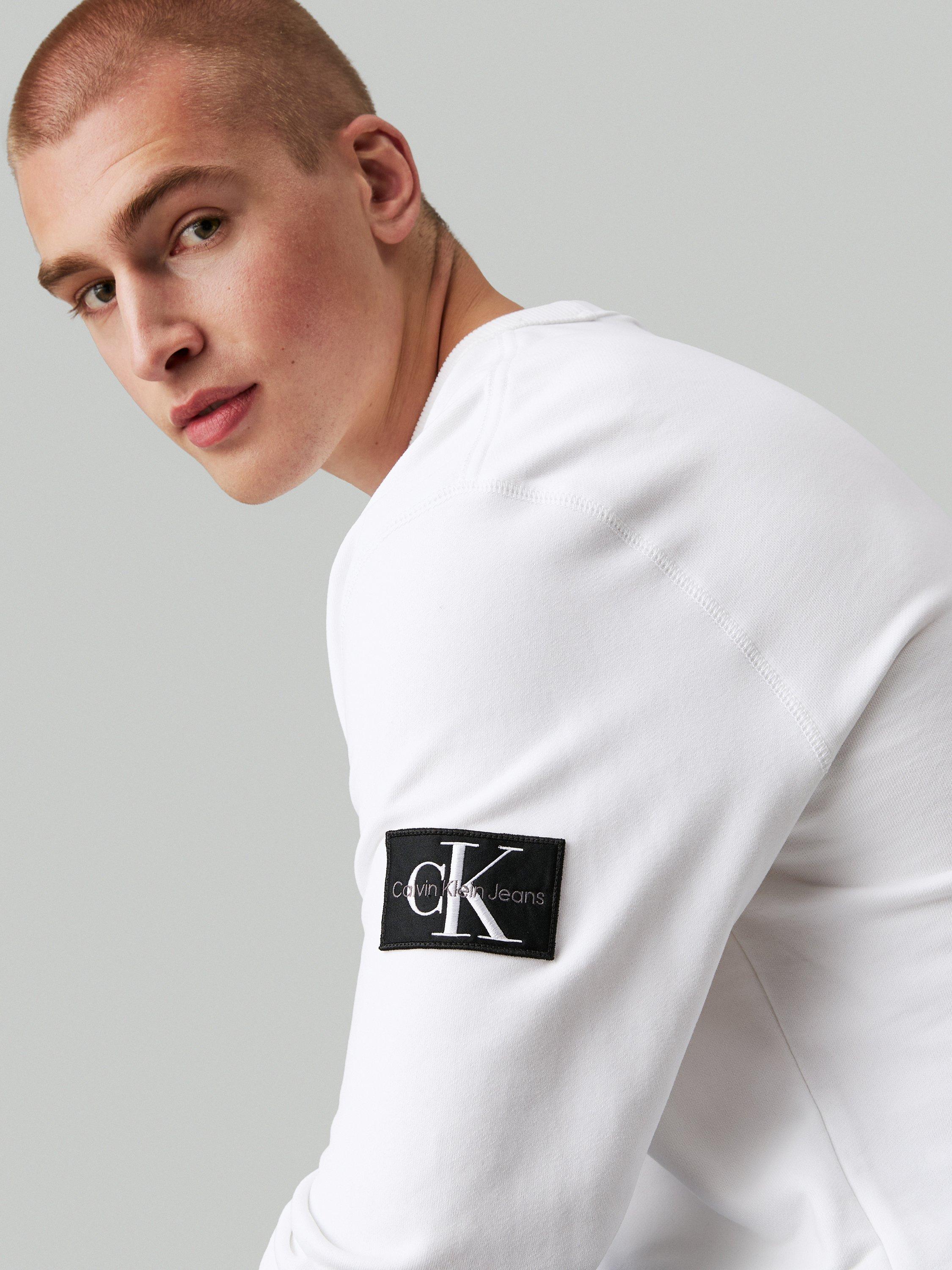 Product image 4 of 4, which shows Calvin Klein Crew Neck Badge Sweatshirt Bright White, M