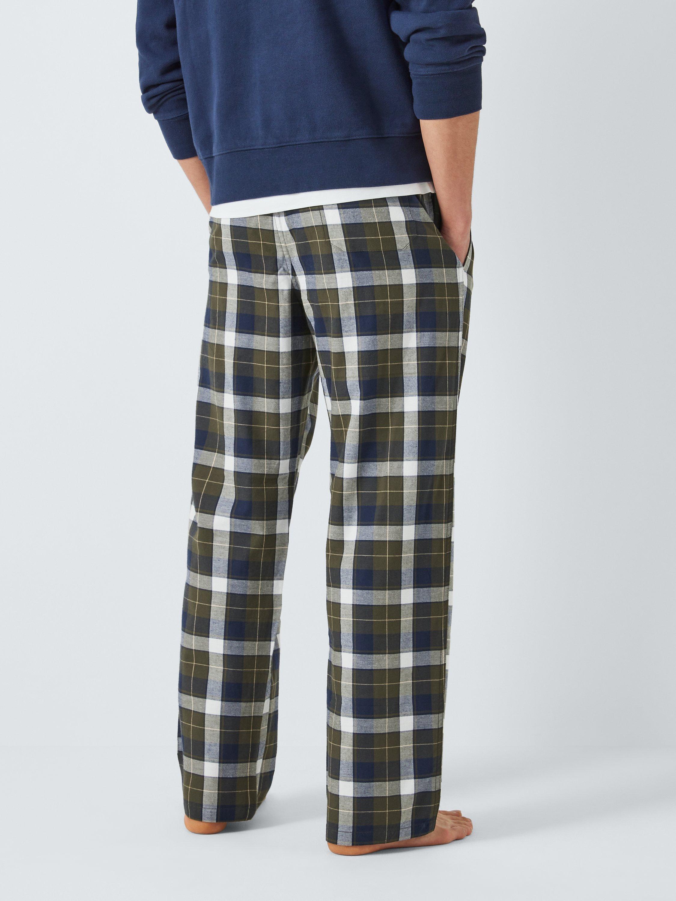 John Lewis Organic Cotton Check Pyjama Bottoms, Khaki/Multi, S