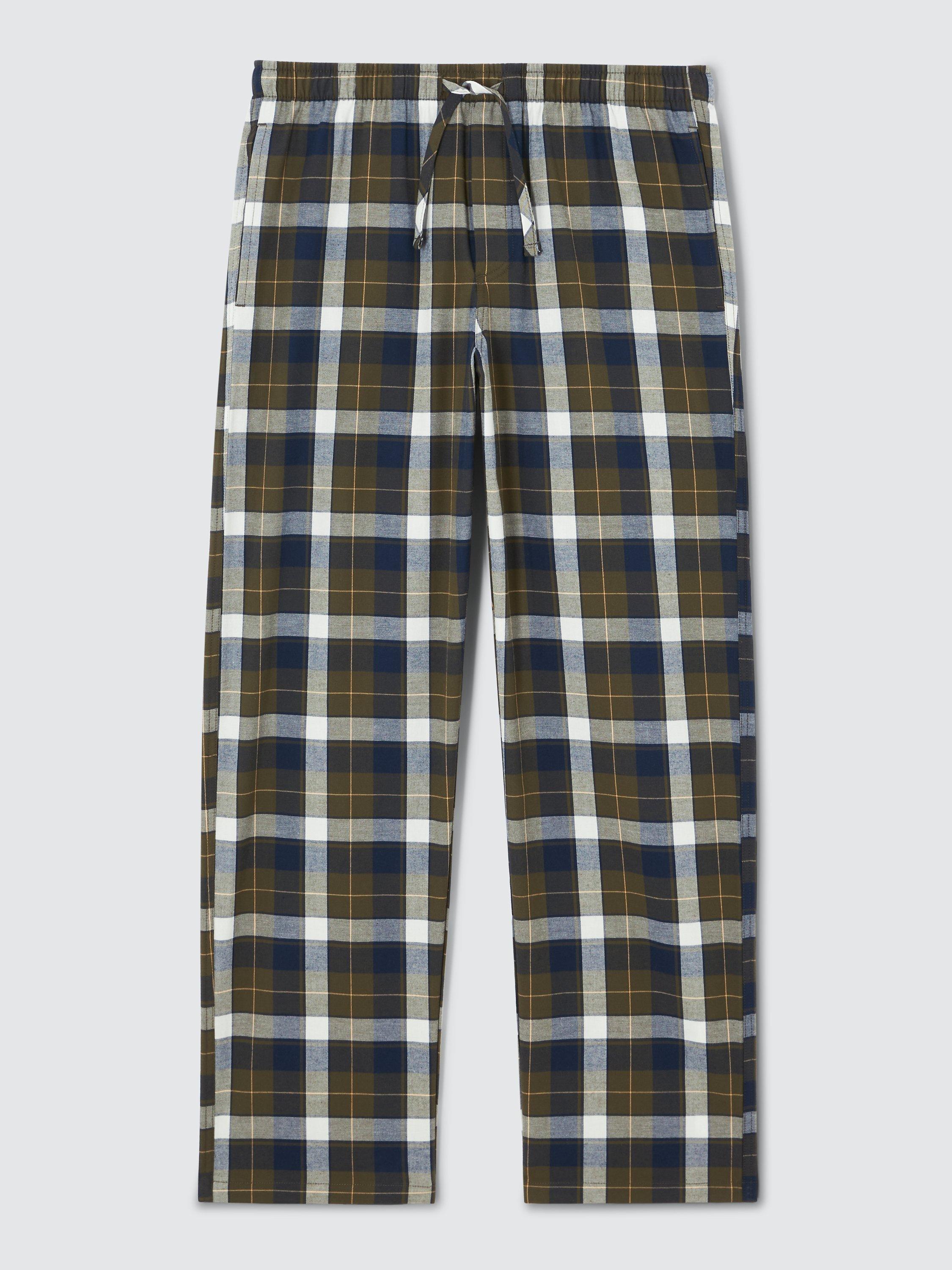 John Lewis Organic Cotton Check Pyjama Bottoms, Khaki/Multi, S