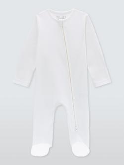 John Lewis Baby Circular Collection GOTS Organic Cotton Long Sleeve Sleepsuit, White
