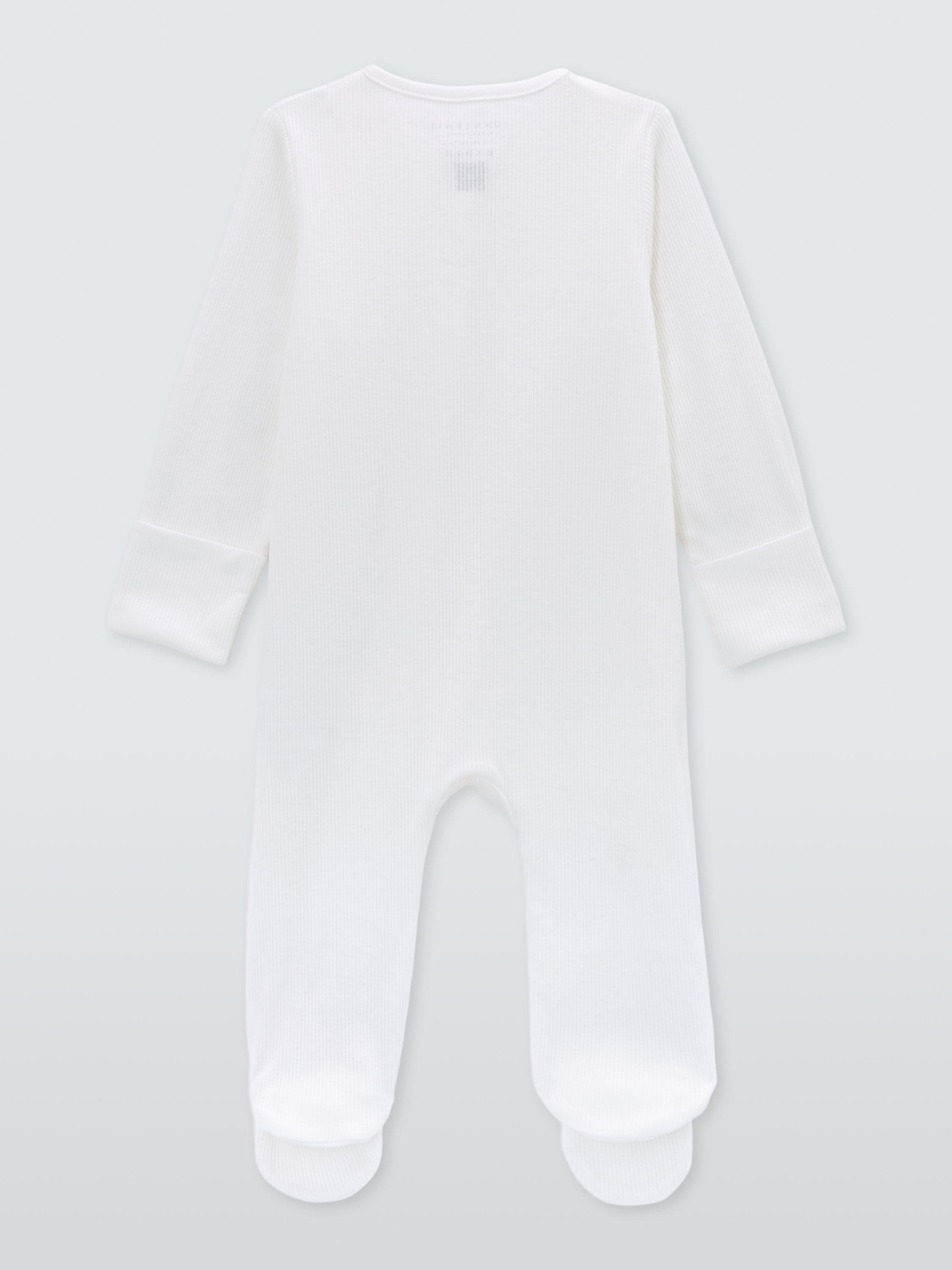 Product image 2 of 3, which shows John Lewis Baby Circular Collection GOTS Organic Cotton Long Sleeve Sleepsuit, White, 3-6 months