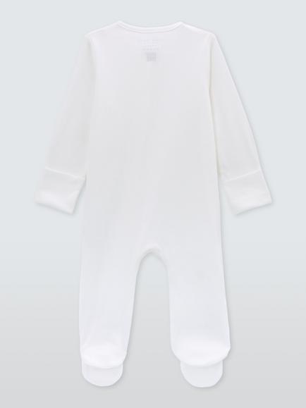 John Lewis Baby Circular Collection GOTS Organic Cotton Long Sleeve Sleepsuit - view 2, White
